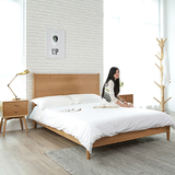 北欧现代简约风格白橡木床 纯实木床1.5米/1.8米双人床卧室家具