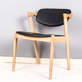 宜家简约橡木家用电脑椅餐椅子皮革实木Z型固定扶手靠背椅子组装