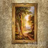 欧式手绘油画高档客厅玄关走廊有框装饰画美式古典风景油画-朝阳