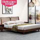 Bekvam 榆木实木床1.8米双人床原木北欧时尚 榆木家具榆木床BK01