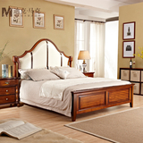 迪克马克 美式全实木床1.8米 婚床1.5米  真皮软包床头 双人床