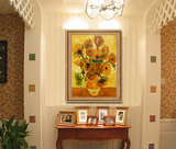 日康 向日葵油画 手绘欧式走廊壁画过道植物花卉挂画 玄关装饰画