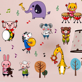 动物音符音乐墙贴 卡通儿童房幼儿园音乐教室墙壁装饰贴纸贴画