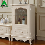 欧式单门酒柜白色法式小酒柜简约现代玻璃柜实木雕花储物柜餐边柜