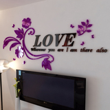 景墙壁房间装饰品浪漫3D亚克力立体情侣墙贴纸画卧室客厅电视背