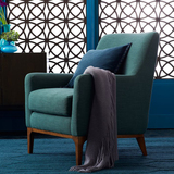 私人定制美式欧式时尚实木休闲椅 北欧宜家现代简约布艺单人沙发