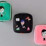 oohlala 韩国可爱方形化妆包 手提便携旅行收纳包 皮革化妆包 3色