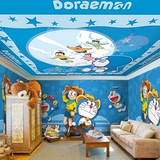 可爱卡通哆啦A梦叮当猫墙纸主题儿童房卧室壁纸环保大型壁画