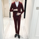 2016酒店风休闲西服套装潮男青年夜店韩版修身长袖西装套装三件套
