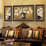 大气欧式马蹄莲三联客厅装饰画沙发背景墙挂画美式玄关餐厅壁画