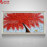 红红火火发财树油画横幅欧式抽象画手绘客厅餐厅卧室玄关装饰画
