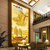 简约现代大型壁画黄金一帆风顺电视背景墙纸客厅餐厅壁纸书房墙纸