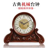 枫叶实木复古欧式机械座钟客厅仿古坐钟时钟摆件台钟装饰台式钟表