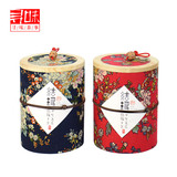 新款环保中国风花布大号圆罐花茶干果特产茶叶布艺空纸罐子包装盒