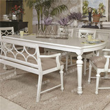 美式欧式实木椭圆型餐桌田园简约白色饭桌椅组合大小户型餐台特价