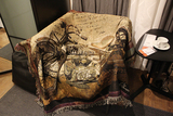 外贸盖毯挂毯油画欧式美式乡村复古摩托车男士卧室壁毯沙发床毯