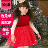 韩国童装新款女童加绒连衣裙 韩版儿童加厚表演裙冬款保暖打底衫