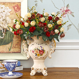 欧式奢华复古陶瓷花瓶客厅玄关插花花器仿真花瓶装饰摆件结婚礼品
