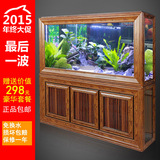 柚木欧式鱼缸水族箱免换水客厅生态屏风鱼缸1.2米1.5米定做包邮