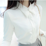 2016春季韩版韩范长袖学生白衬衫秋季新款加厚雪纺中长款衬衣 女