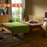 欧式1.5米实木床橡木床欧式床原木色双人床简约纯实木床小户型