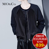 MO&Co.摩安珂女士外套拉链长袖开衫印花拼接欧美风M143COT39 moco