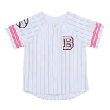 韩国代购-正品MLB红袜队球衣儿童条纹棒球服球迷服女童宝宝球员服