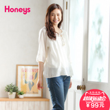 Honeys商场同款2016夏新款全棉民族风刺绣七分袖衬衫164-61-7942