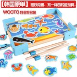 热卖韩国儿童小猫磁性钓鱼玩具10-11个月宝宝益智玩具1-2-3岁木制