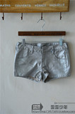 2014秋季新款潮女装剪标专柜正品银色牛仔短裤AZ1240303