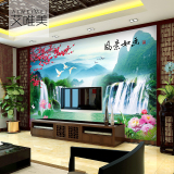 中式无缝墙布 大型壁画墙纸壁纸客厅沙发电视背景墙山水风景3063