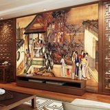中式酒店茶楼壁纸壁画电视墙背景 古典仕女刺绣客厅墙纸 大型壁画