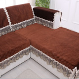韩国绒沙发垫秋冬季欧式高档蕾丝边奢华防滑沙发坐垫飘窗垫定做
