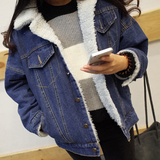 韩国女士棉袄冬季女装宽松BF风棉衣加厚羊羔毛牛仔外套女 棉服