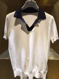 职业阿玛施特旗舰店女装2016夏款白色休闲开叉针织短袖T恤POLO衫