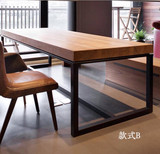 北欧法式全实木简约办公桌 复古长方形会议桌 工业风电脑桌设计桌