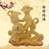 高档商务礼品绒沙金工艺品招财猴摆件十二生肖猴家居摆设如意金猴