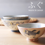 可爱的河豚 日本进口釉下彩 米饭碗面碗沙拉碗蓝粉三个尺寸