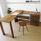日式纯实木白橡木书桌伸缩转角书桌现代北欧办公折叠书桌
