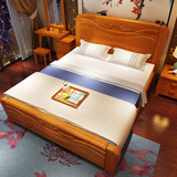 全实木床1.8米1.5m双人现代中式简约橡木卧室高箱储物床婚床家具