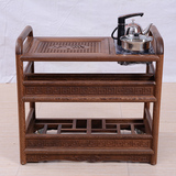 红木家具中式实木鸡翅木茶台 复古仿古小茶桌功夫茶几边几 茶水架
