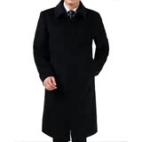 冬装中老年男士商务羊绒披风 加厚毛呢大衣长款外套 过膝保暖风衣