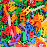 带轮子塑料拼插积木 幼儿园桌面益智拼装拼插玩具 宝宝早教积木