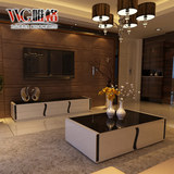 VVG 现代简约时尚钢化玻璃茶几高档钢琴烤漆电视柜组合套装小户型