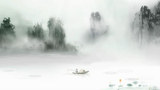 J3106中国风鸟小船垂钓山水水墨画唯美意境LED大屏幕视频背景素材