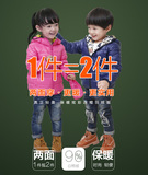 韩国代购冬装新款儿童双面羽绒服男女童两面穿轻薄款轻便羽绒外套