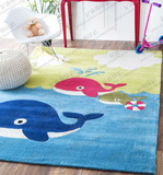 蓝色时尚儿童卡通地毯卧室床边儿童房地毯幼儿园满铺晴纶地毯定制