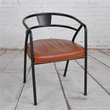 美式乡村复古铁艺餐椅餐厅软坐垫餐椅休闲甜品店椅咖啡椅办公椅子