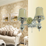 欧式壁灯 LED床头客厅卧室走廊简欧壁灯 温馨时尚带时钟玻璃壁灯