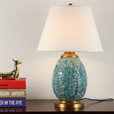 美式陶瓷台灯创意雕花卧室温馨床头灯地中海台灯装饰客厅书房